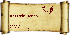 Krizsák János névjegykártya